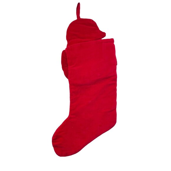 Christmas Stocking Needlepoint Santa Shape 21 in. Red White Handmade - Picture 2 of 7